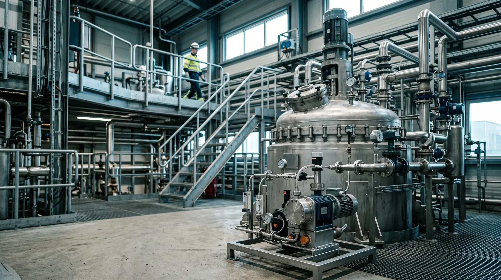 Bomba industrial Grundfos em processo químico