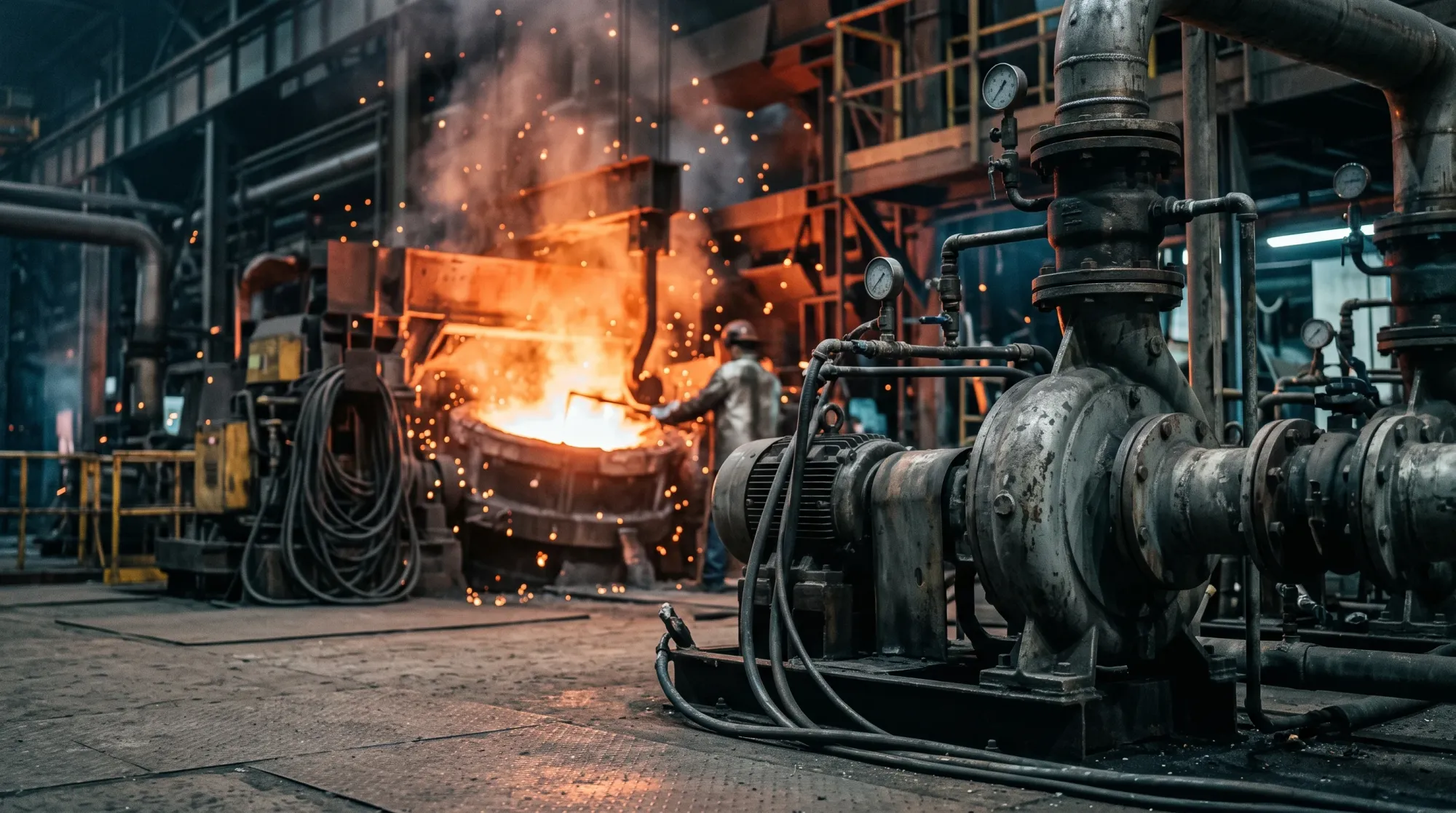 Bomba industrial Grundfos em siderúrgica